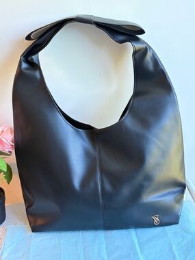 Victoria's Secret Black Shoulder Tote with Bow Handle